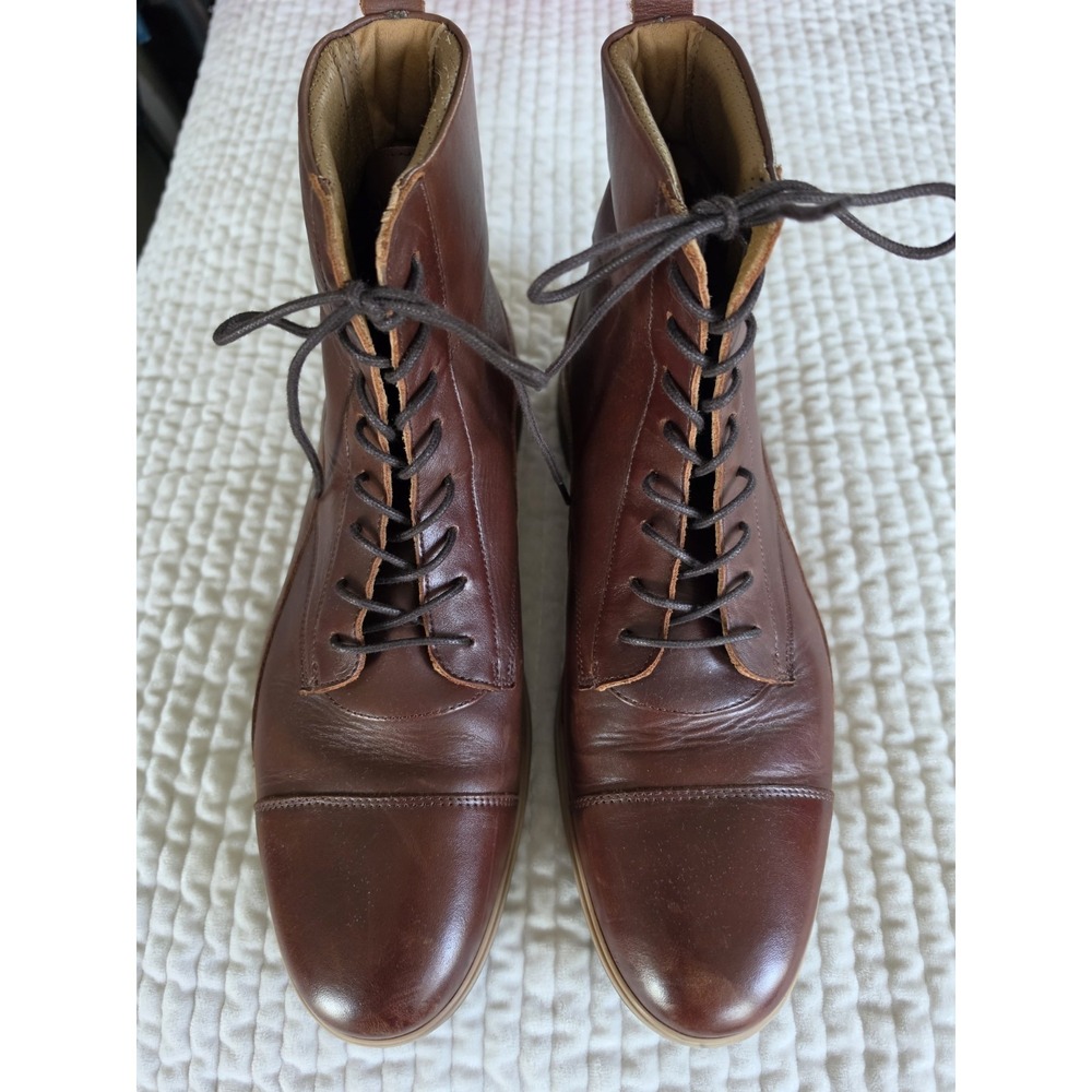 Amberjack Brown Leather Cap Toe Lace-Up Boots – Men's "The Boot" Chestnut 12M